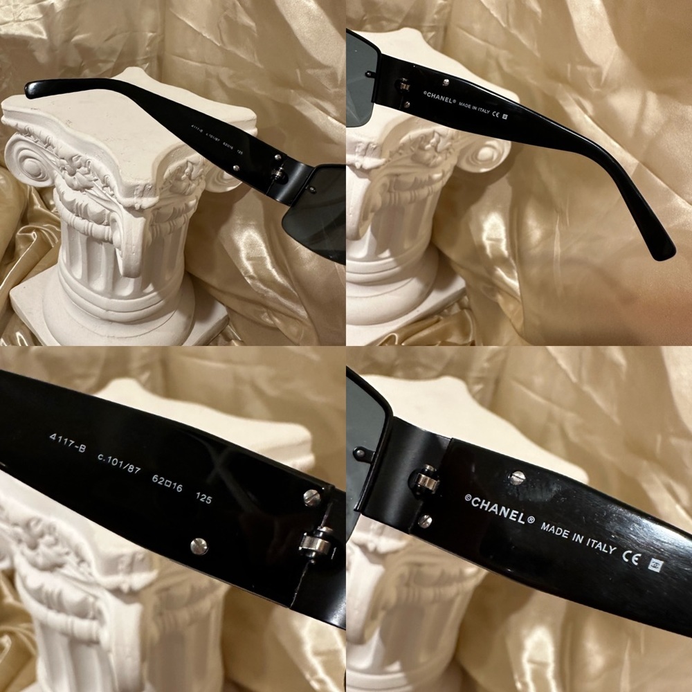 Chanel 4117 Rimless Crystal Rhinestone CC Y2K Sunglasses in Black Silver Hue - Picture 14 of 16